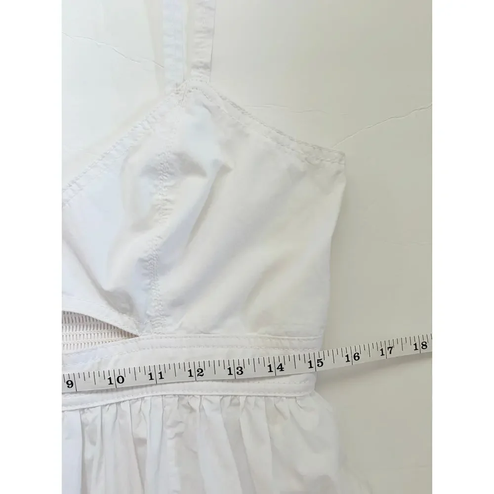 White Cotton Maxi Dress Cutout Empire Waist Pockets Boho Verandah By Vina - Picture 9 of 11
